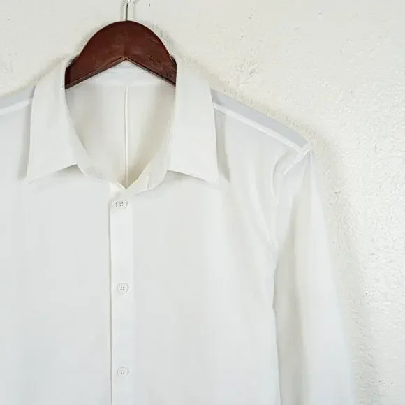 Lululemon Men's New Venture Long Sleeve Shirt in White size Medium - Picture 3 of 6